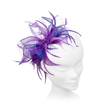 Delicate Purple Mauve Pink Fascinator ideal for wedding guest, Mother of the Bride or bridesmaid; with feathers, crystals or pearls.