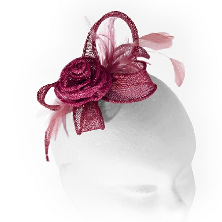 Red Rose Fascinator ideal for wedding guest, Mother of the Bride or bridesmaid; with feathers, crystals or pearls.
