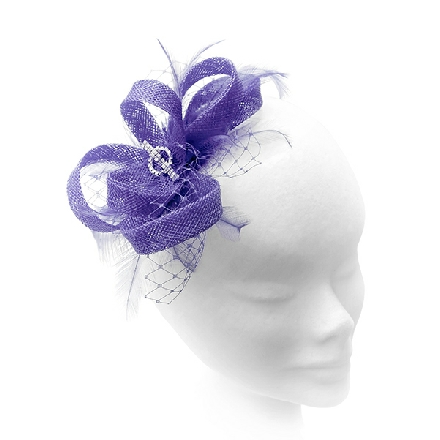 Delicate Purple Lilac Fascinator ideal for wedding guest, Mother of the Bride or bridesmaid; with feathers, crystals or pearls.