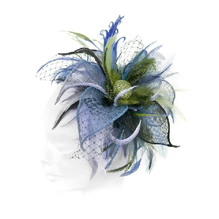Blue Lilac Lime Green Fascinator ideal for wedding guest, Mother of the Bride or bridesmaids.